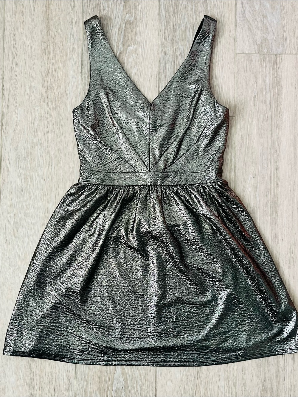 One Clothing Metallic V-Neck Dress